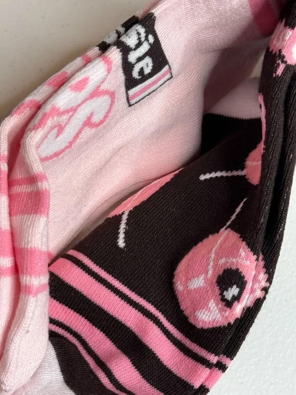 Tootsie Roll Pop Womens Low Cut Socks 2 Pair Brown Pink Candy NWT